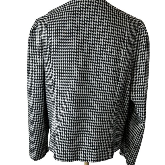 Vintage Marty Gutmacher Black White Houndstooth One Button Blazer Career Med - Picture 2 of 4